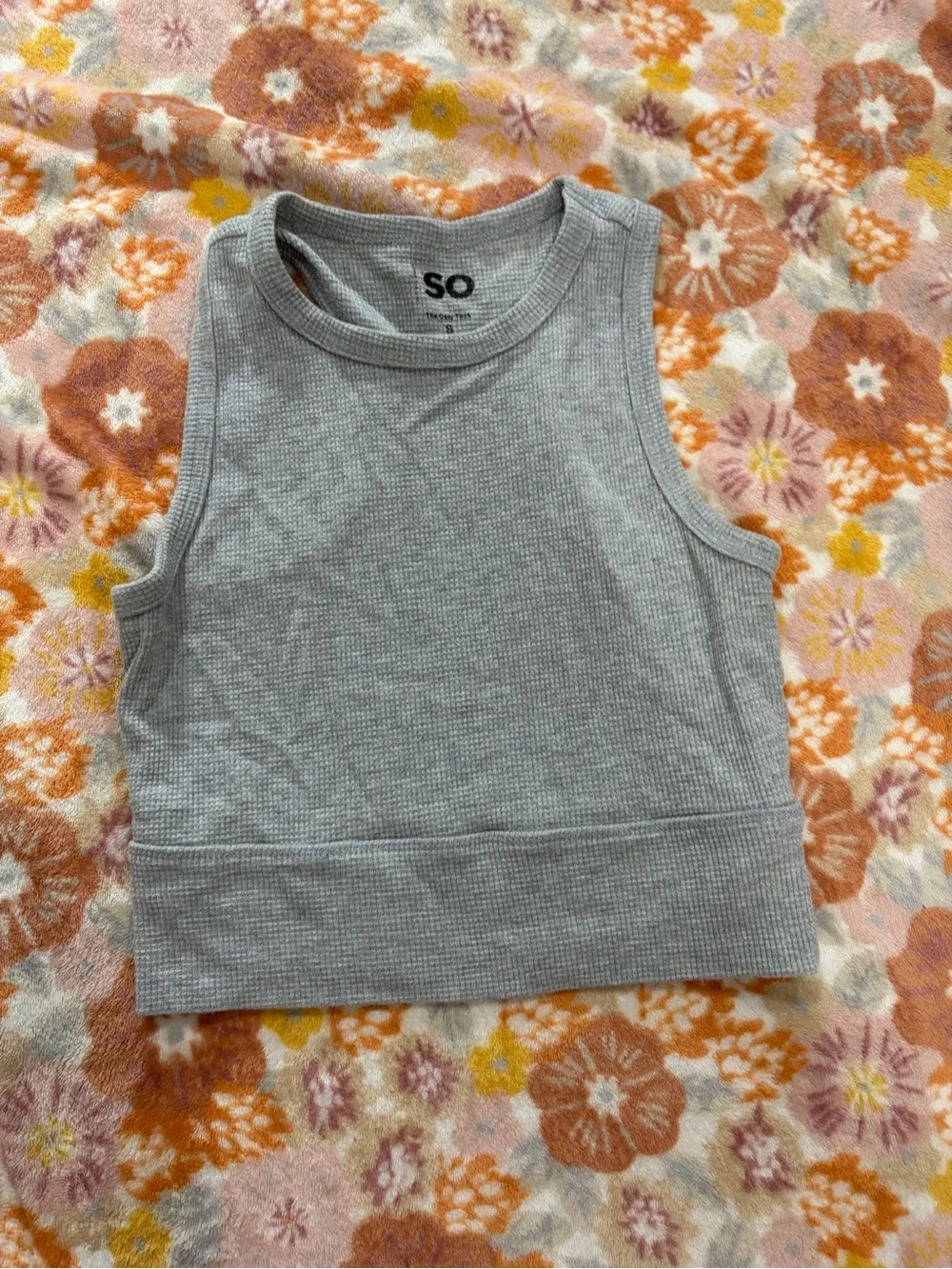 SO Grey Ribbed Tank Top